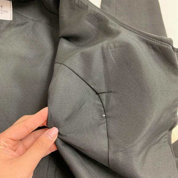 LT LanTing Bride Blazer Womens 6 Black Cascading Ruffle Front Peplum Hem Padded - Picture 12 of 15